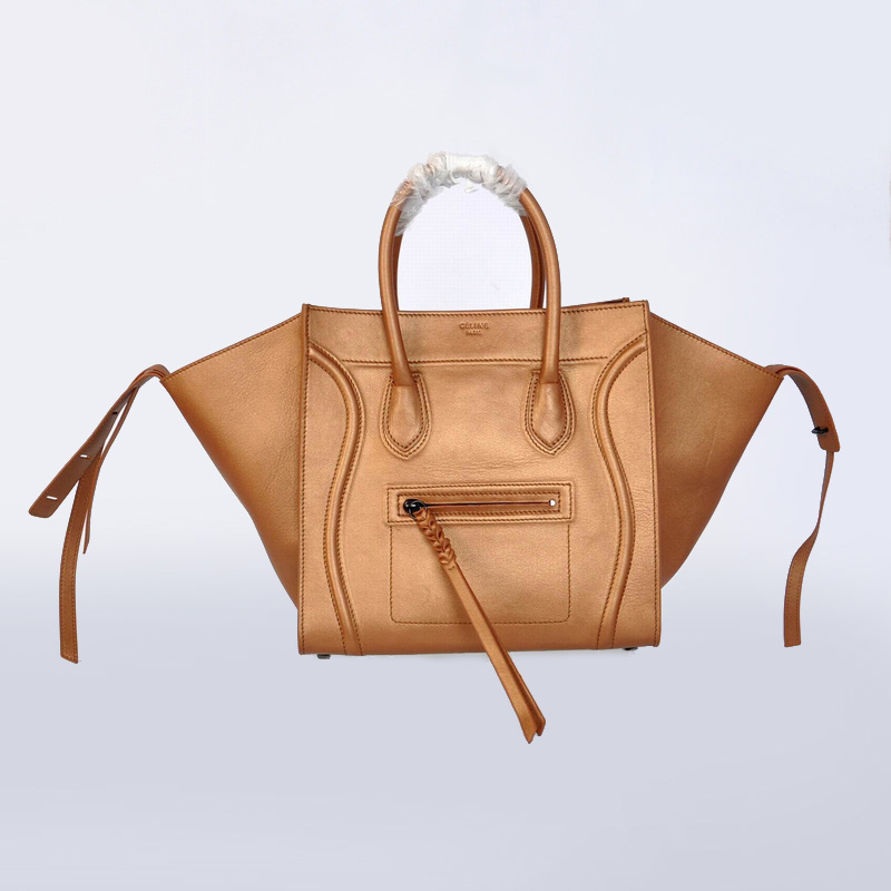 Celine Phantom Leather Bag In Golden Outlet Online