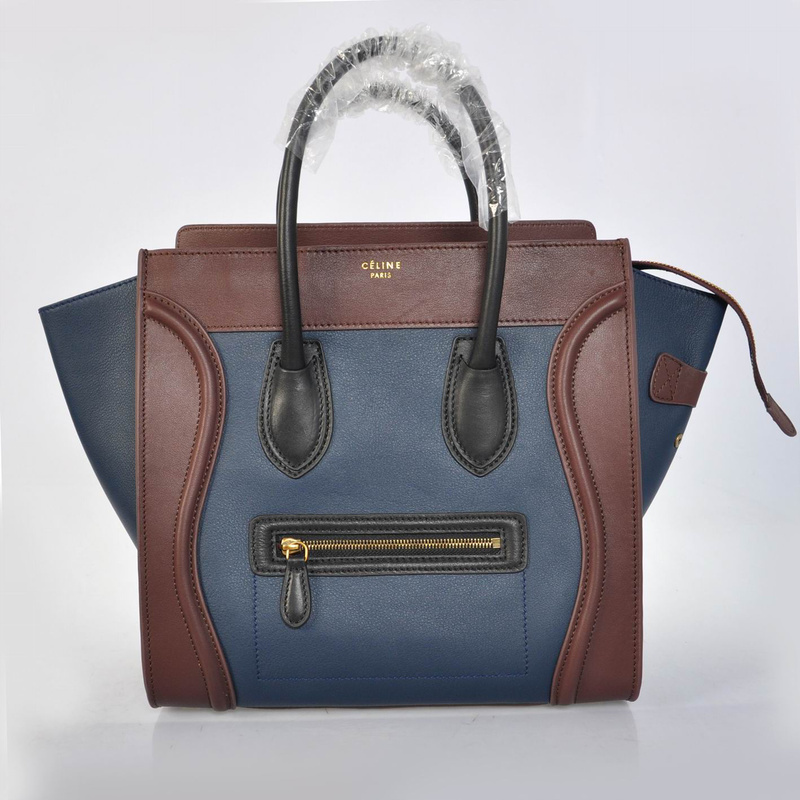 Celine Luggage Bag Dark Blue Chocolate Hot Sale