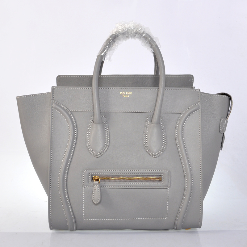 Celine Luggage Leather Bag Grey Outlet Online Sale
