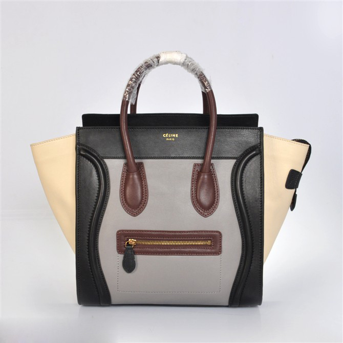 Celine Luggage Bag Tri Color Leather Outlet Online Sale